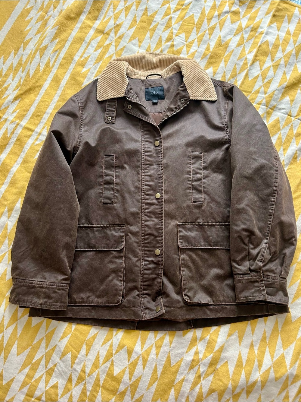 Awesome rustic oversized corduroy collar Barn Jacket - Zara
